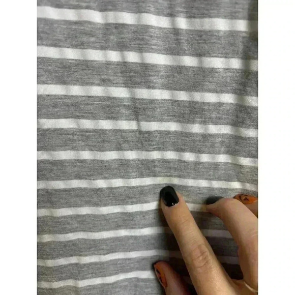 Beyove Stripe Gray and White Ruffle Sleeve Jersey Knit Dress Women's Size S - Picture 5 of 9